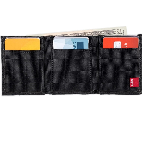 New black Levi's Men's Trifold Wallet-Sleek and Slim - Picture 6 of 7